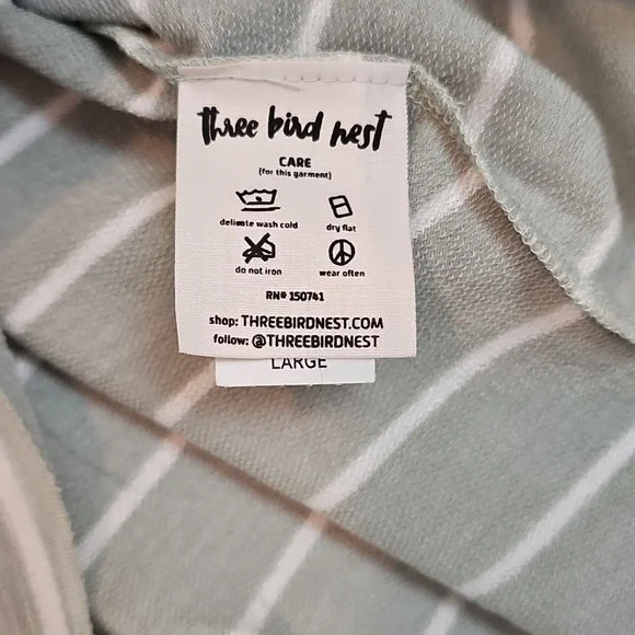 NWT Three Bird Nest Dreamy Daze Striped Sage Green Women's Top - Picture 14 of 16